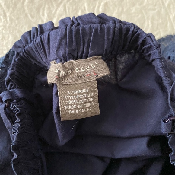 Dark Blue Cold Shoulder Cropped Waist Lace Trim Sleeve Top - Picture 8 of 10